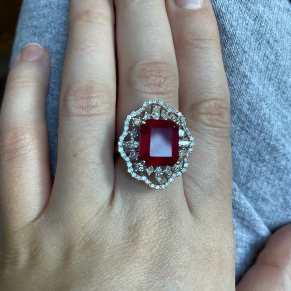SOLD 14K Gold 9.64tcw. Ruby and Diamond Ring - Picture 4 of 17